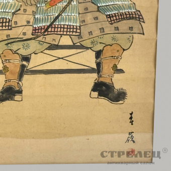 фото — японская картина на шёлке «знатный военачальник», 1873–1944 гг.